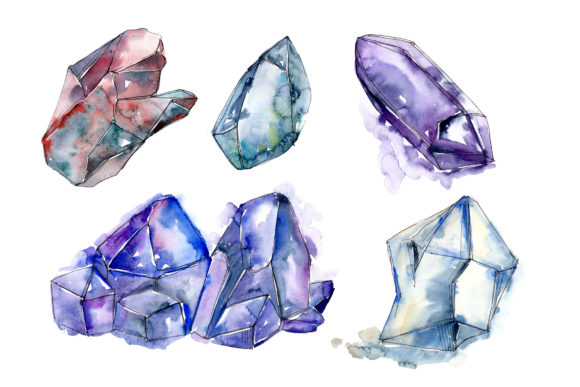 Blue Mineral Watercolor Set for Crafting and Illustrations
