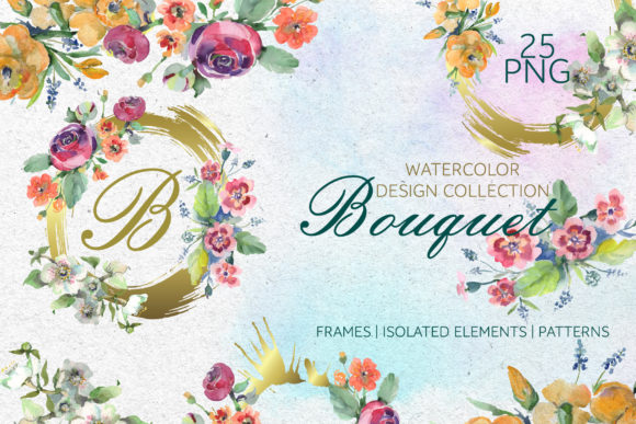 Bouquet Spring Fairy Tale Watercolor Illustrations for Branding and Marketing