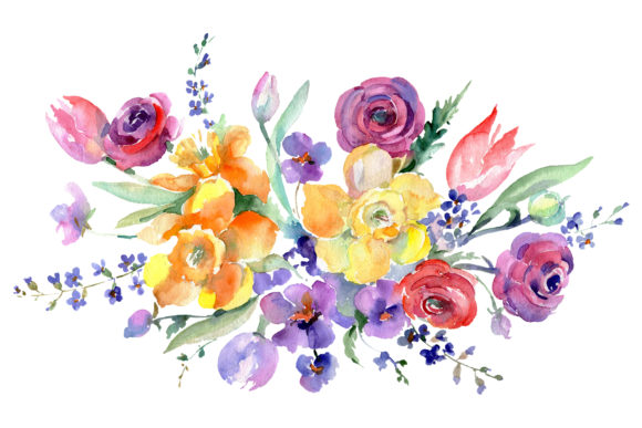 Bouquet with Roses Floral Lace Watercolor PNG: A Versatile Illustration for Creative Branding