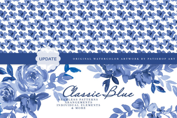 Classic Blue Watercolor Floral Clipart for Real Crafting Projects