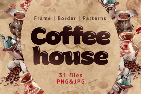 Coffee House Watercolor Set: A Versatile Graphic Design Asset for Handmade Creations