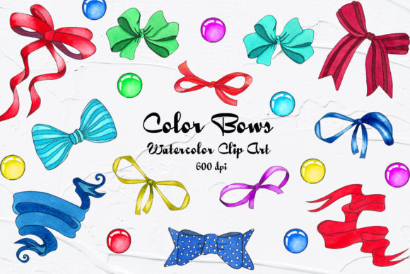 Color Bows Watercolor Clipart: A Versatile Illustration for Handmade Creations