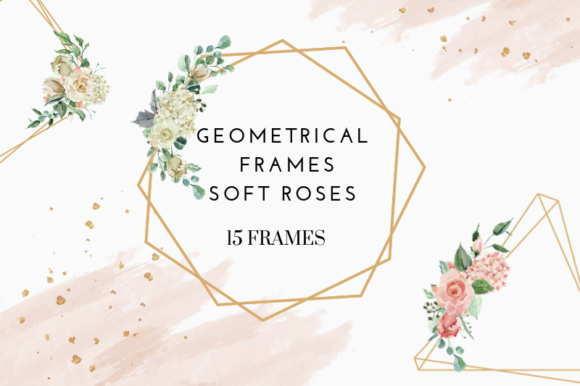 Creme Rose Watercolor Flowers Frames in Creative Design Projects