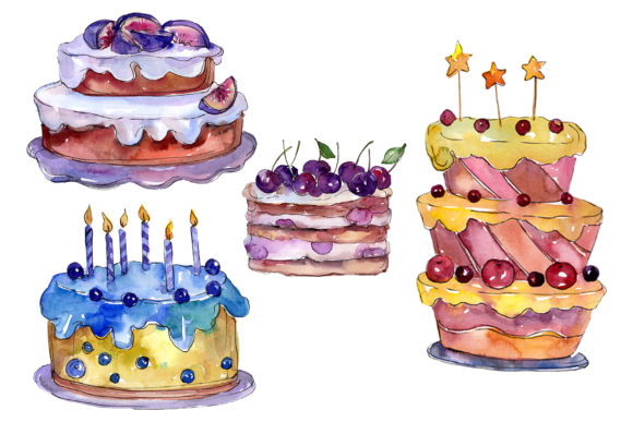 Dessert Mamulin Cake Watercolor Illustrations for Small Business Branding