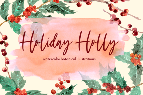 Holiday Holly Watercolor Clipart Set: A Festive Illustration for Digital Sellers