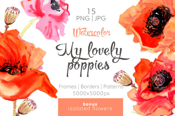 My Lovely Poppies PNG Watercolor Set Review: A Fresh Graphic Design Asset for Creative Marketers