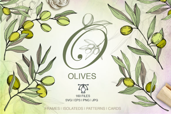 Olives Vector Watercolor Set: A Versatile Illustration for Local Business Branding