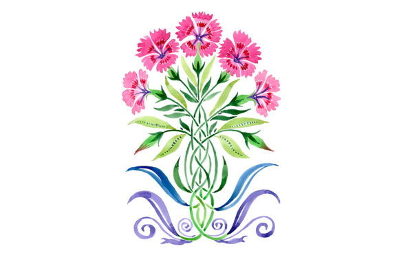 Ornament Carnations Pink Watercolor: A Versatile Illustration for Branding