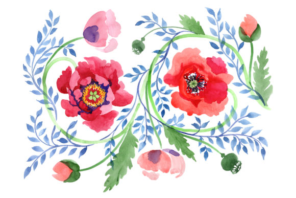 Ornament of Poppies Red Watercolor: A Designer’s Take on a Versatile Illustration Asset