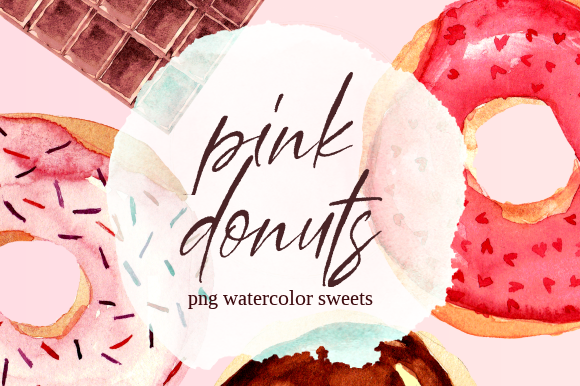 Pink Donuts Sweets Watercolor Clipart for Creative Projects