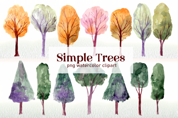 Simple Trees Watercolor Clipart Set Review for Digital Sellers