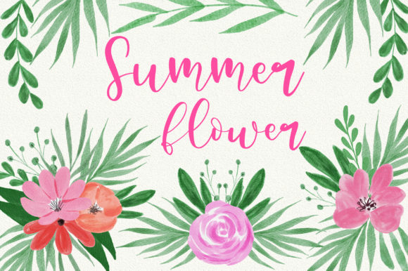 Summer Flower Watercolor Clip Art for Local Business Branding