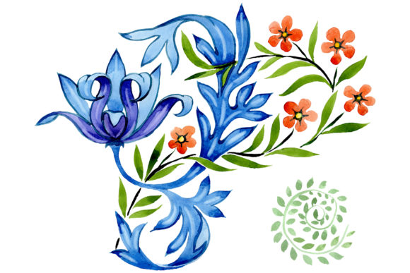 Ukrainian Floral Ornament Illustrations: A Watercolor Design for Digital Sellers