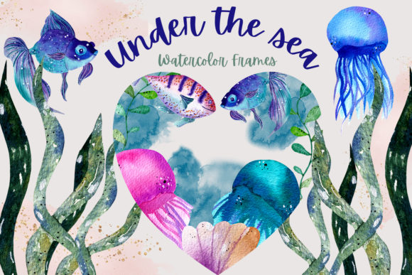 Under the Sea Watercolor Frames: A Versatile Illustration for Digital Sellers