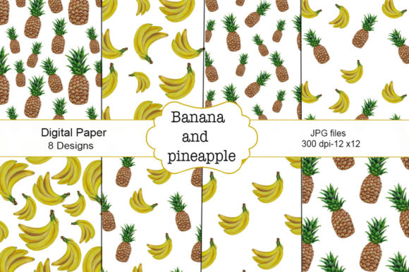 Watercolor Banana and Pineapple Pattern 6: A Versatile Illustration for Modern Branding