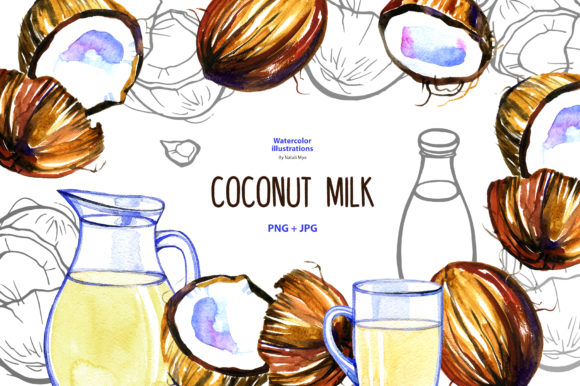 Watercolor Coconut Milk: A Versatile Illustration for Creative Branding
