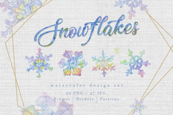 Watercolor Colorful Snowflakes PNG Set: A Vibrant Illustration for Creative Projects