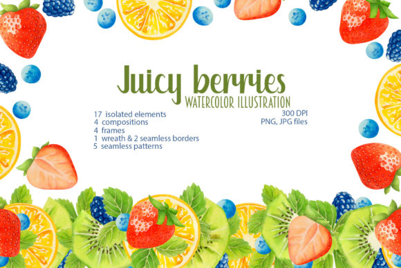Watercolor Juicy Summer Berries Illustrations for Creative Branding