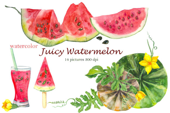 Watercolor Pink Watermelon Summer Clipart for Real Crafting Projects